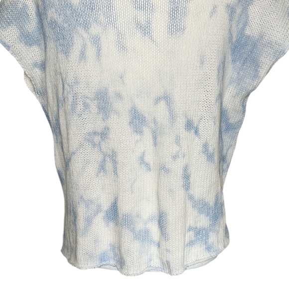 Wooden Ships Blue & White Tie Dye Printed Oversized Short Sleeve Knit Sweater XS - Picture 8 of 11